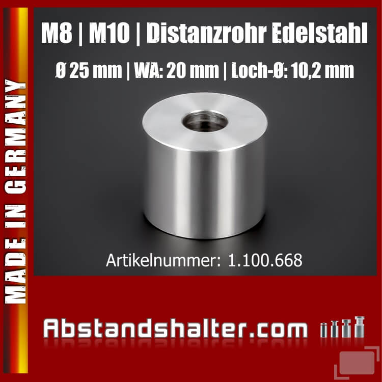 Distanzrohr M10 rostfreier Edelstahl Ø 25 mm jetzt sichern