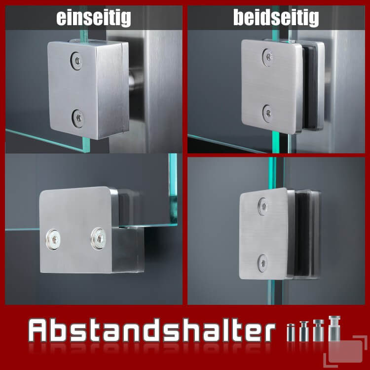 Glashalter Edelstahl Plattenverbinder eckig Frontmontage flach 360grad Frontmontage